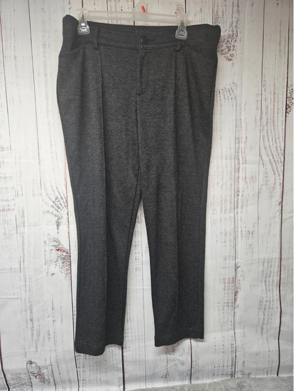 Lee Riders Women’s 12 Slim Ankle Pants Black Gray Herringbone Stretch Trousers